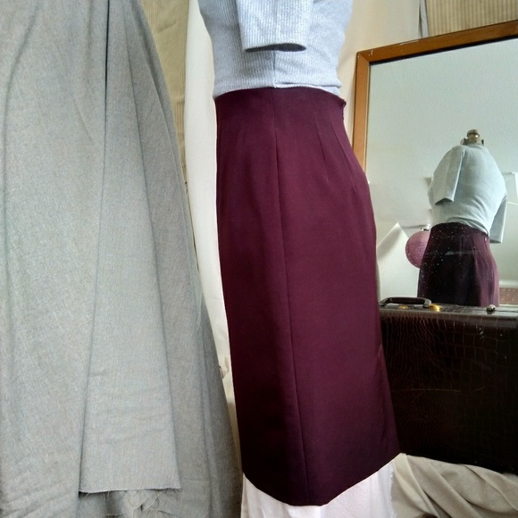Vintage Plum Pencil Skirt Wool Ellen Tracy 8p - Picture 4 of 7